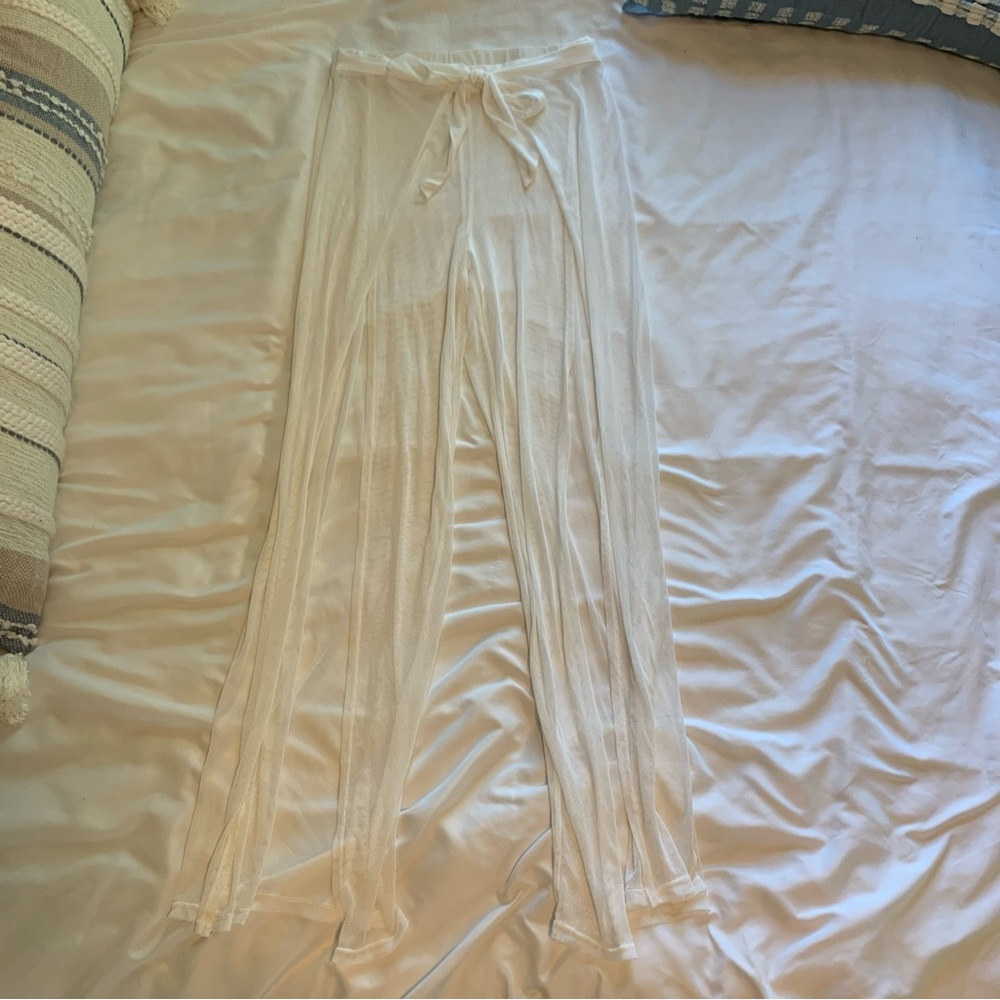 Sheer White Open Front Pants